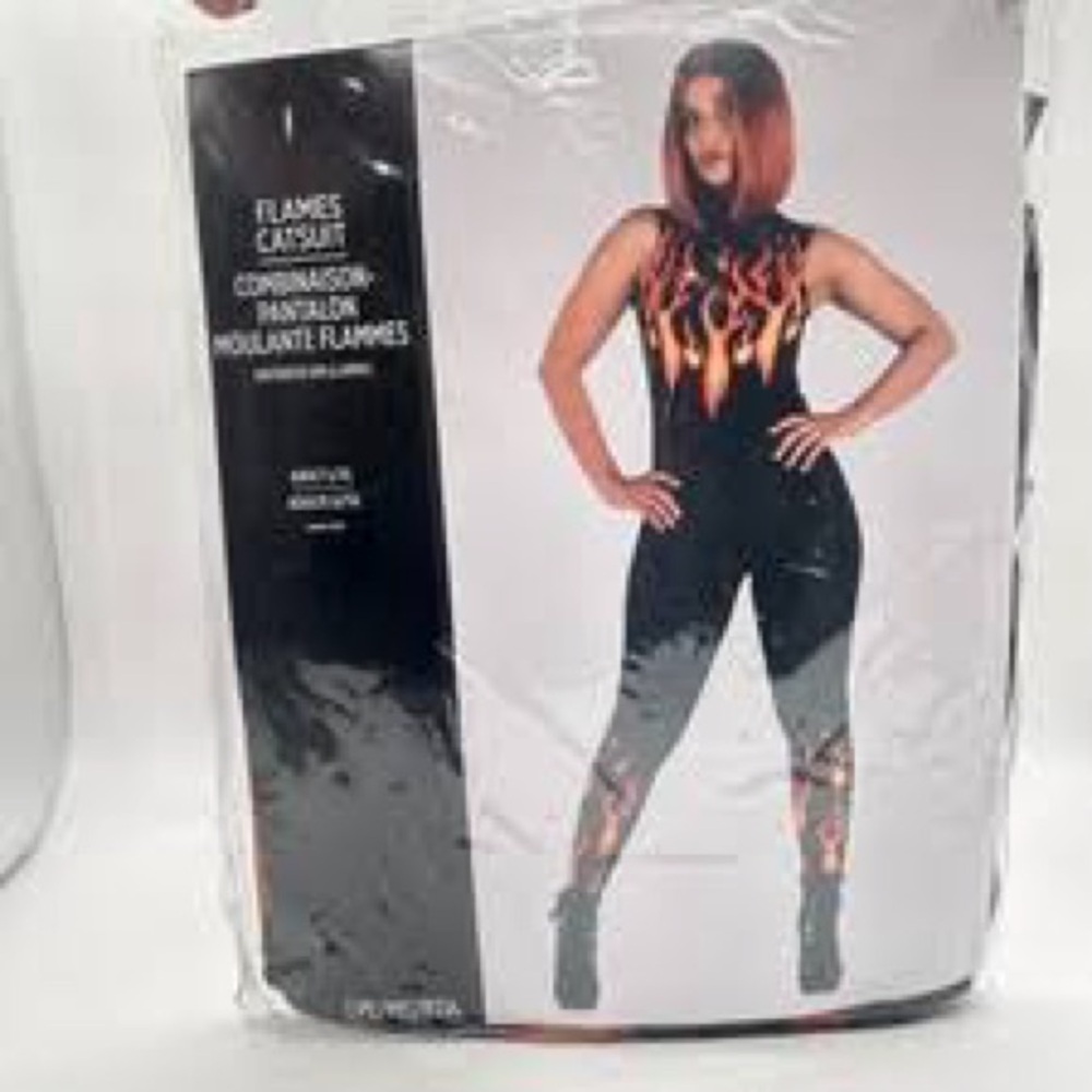 Flames Catsuit - Black and Orange costume